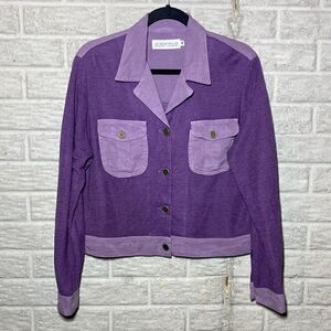 Actionwear USA Purple button up top Women's Size Medium